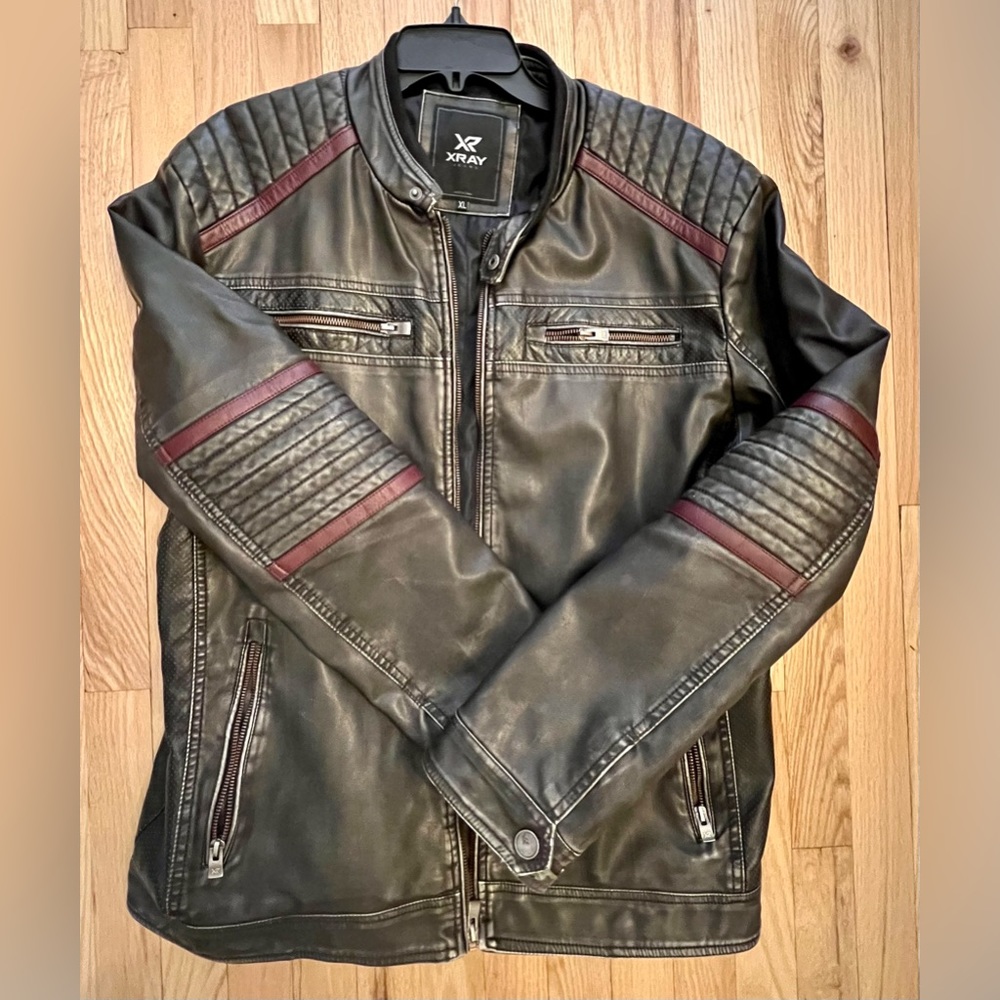 XRAY Jeans Men’s Faux Leather Motorcycle Jacket XL